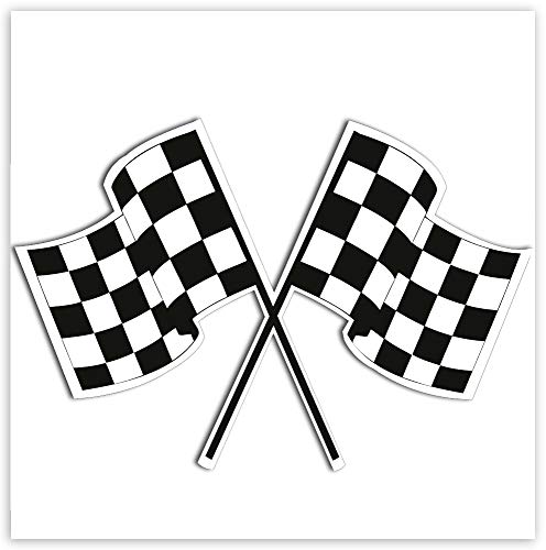 SkinoEu® 2 x Vinyl Aufkleber Autoaufkleber Rallye-Aufkleber Karierte Rennflagge im Schwarzweiss-Laufen Racing Rallye Auto Moto Motorrad Fahrrad Fenster Tür Tuning B 14 von SkinoEu