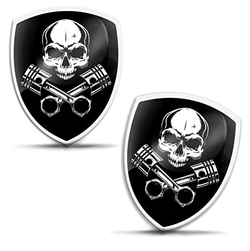 SkinoEu 2 x Aufkleber 3D Gel Silikon Skull Schädel Totenkopf Moto Fahrrad Motorrad Biker Helm Stickers Auto Fenster Telefon Laptop PC Tablet Tür KS 105 von SkinoEu