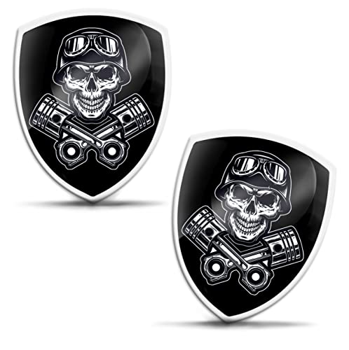 SkinoEu 2 x Aufkleber 3D Gel Silikon Skull Schädel Totenkopf Moto Fahrrad Motorrad Biker Helm Stickers Auto Fenster Telefon Laptop PC Tablet Tür KS 107 von SkinoEu