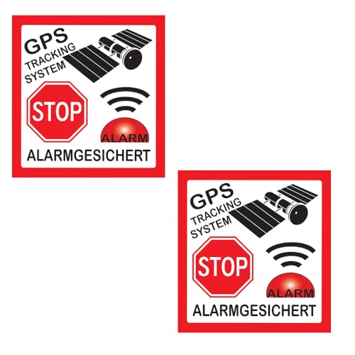 SkinoEu 2 x Vinyl Aufkleber Achtung Warnung GPS Alarm Alarmgesichert Warnschild Stop Sicherheit Schutz Autoaufkleber Auto Motorrad Fenster Tür Tuning B 113 von SkinoEu