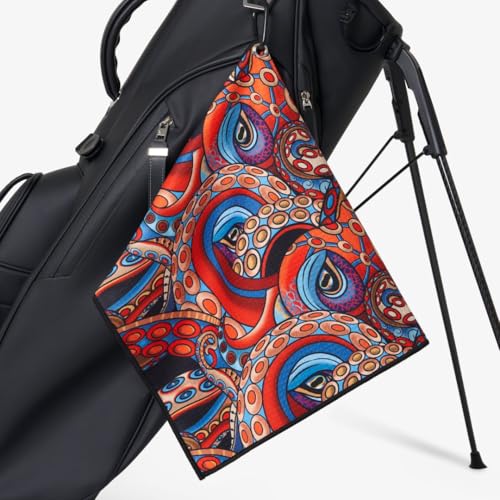 Skins Golf Handtuch – Einzigartiges Mikrofaser-Golf-Handtuch – mehrere Designs und Stile (King Octopus) von Skins Golf