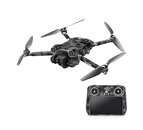 Skins4u Drohnen Aufkleber Set kompatibel mit DJI Mini 4 Pro, 4K Vinyl Skin mit Matter Oberfläche, 3 Akku Skins, Rapid Air Technologie (Shadow Camo grau, DJI Mini 4K) von Skins4u
