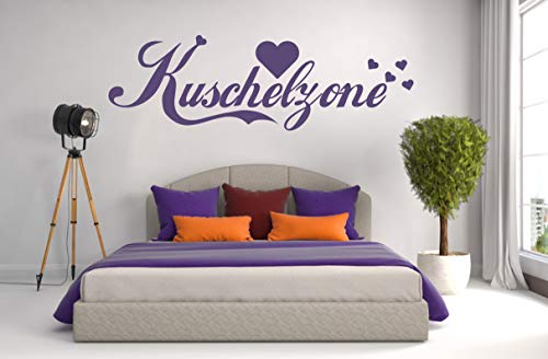 Skins4u Wandtattoo Wandaufkleber Wandsticker Kuschelzone mit Herzen Spruch Schriftzug Dekoration Schlafzimmer Wohnzimmer 160x50cm von Skins4u