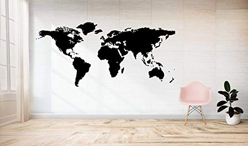 Skins4u Wandtattoo Weltkarte Wandaufkleber Wandbild Wohnzimmer Büro 140x73cm schwarz von Skins4u