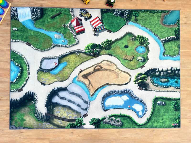 SkippiDoo Kinderteppich Spielteppich Zoo Größe: 200cm x 140cm, Wohnzimmer, Kinderzimmer, Spielzimmer von SkippiDoo