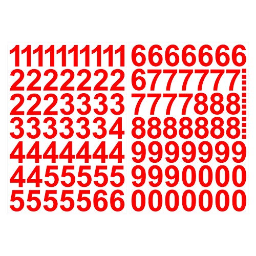 Leicht anzubringende Zahlen Aufkleber 4cm in rot glänzend - 101 HOCHWERTIGE KLEBEZAHLEN - selbstklebende Ziffern und Nummern 0-9 - Wasser und wetterfest ideal für den Außenbereich von Skittz-Werbetechnik