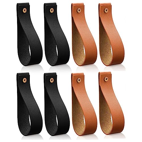 Sknrlko 8 Stück PU-Leder-Wandhaken, Pu-Leder-Gardinenstangenhalter, Handtuchhalter für Wand-Kunstlederriemen von Sknrlko