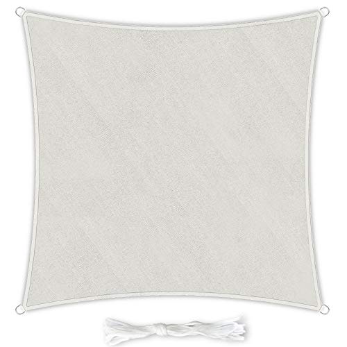 Premium Sonnensegel Quadratisch 4x4m Creme inkl. Befestigungsseilen aus wetterbeständingen HDPE | Sonnenschutz Schattenspender Garten Balkon Camping & Terrasse - UV Schutz Wetterschutz von Skojig