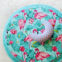 Flamingo Kinderzimmer Baby Spielmatte Fransen Baumwolle Steppmatte Tummy Time Mat Mädchen Bodenmatte Kinder Mond Kissen Babyzimmer Foto Requisiten von SkokSkokStore