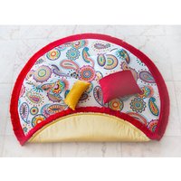 Spielmatte Kinderzimmer Teppich Runde Baby Mit Optional Fransen Bodenmatte Mädchen Shower Geschenk Matte Foto Requisite Paisley Dekor von SkokSkokStore