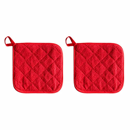 2-teiliges Topflappen-Set aus Baumwolle in 6 Farben, maschinenwaschbar, 20,3 x 20,3 cm Waschbare Küchenrolle (Red, One Size) von SkotO