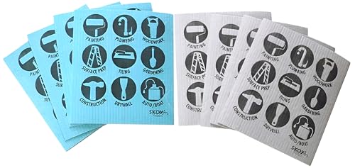 Skoy SK111 Umweltfreundliches schwedisches Geschirrtuch-Design, 8 Stück, 7 x 7 cm, Türkis und Grau (8 Stück) von Skoy