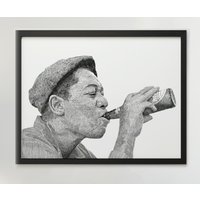 Shawshank Redemption Red Drinking Bier Illustration Druck von SkrapsInk