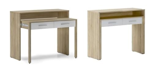 Skraut Home – Ausziehbarer Schreibtisch – Geschlossene Maße: 87 x 99 x 36 cm – Arbeitskonsole – Widerstandsfähiges Holz – Eiche/Weiß – Ideal für Ihr Zimmer Skraut Home – Ausziehbarer Schreibtisch – Geschlossene Maße: 87 x 99 x 36 cm – Arbeitskonsole – Widerstandsfähiges Holz – Eiche/Weiß – Ideal für Ihr Zimmer von Skraut Home