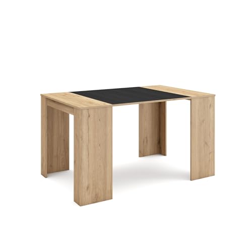 Skraut Home | Ausziehbarertisch | Multifunktionaler ausziehbarer | 140 | Für 6 Gäste | Esszimmertische | Moderner Stil | Eiche Schwarz von Skraut Home