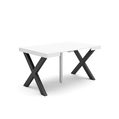 Skraut Home | Ausziehbarertisch | Multifunktionaler ausziehbarer | 140 | Für 6 Gäste | Massivholz Beine | Moderner Stil | Weiß von Skraut Home