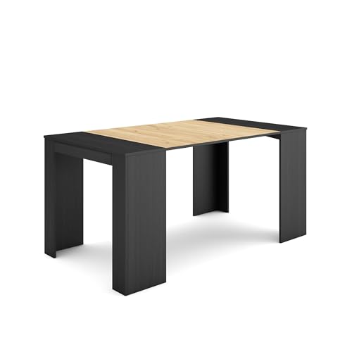 Skraut Home | Ausziehbarertisch | Multifunktionaler ausziehbarer | 160 | Für 8 Gäste | Esszimmertische | Moderner Stil | Schwarz Eiche von Skraut Home