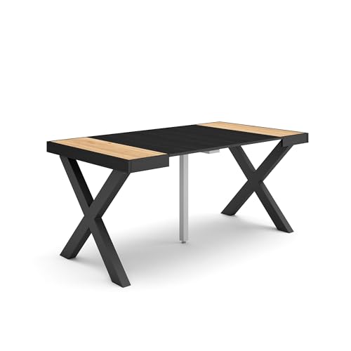 Skraut Home | Ausziehbarertisch | Multifunktionaler ausziehbarer | 160 | Für 8 Gäste | Massivholz Beine | Moderner Stil | Eiche Schwarz Skraut Home | Ausziehbarertisch | Multifunktionaler ausziehbarer | 160 | Für 8 Gäste | Massivholz Beine | Moderner Stil | Eiche Schwarz von Skraut Home