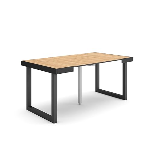 Skraut Home | Ausziehbarertisch | Multifunktionaler ausziehbarer | 160 | Für 8 Gäste | Massivholz Beine | Moderner Stil | Eiche von Skraut Home
