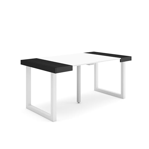 Skraut Home | Ausziehbarertisch | Multifunktionaler ausziehbarer | 160 | Für 8 Gäste | Massivholz Beine | Moderner Stil | Weiß und Schwarz Skraut Home | Ausziehbarertisch | Multifunktionaler ausziehbarer | 160 | Für 8 Gäste | Massivholz Beine | Moderner Stil | Weiß und Schwarz von Skraut Home