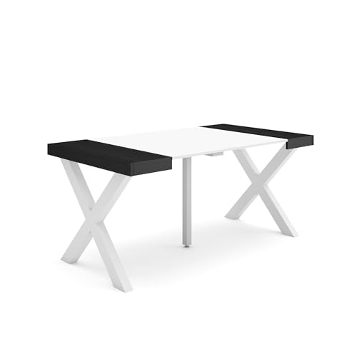 Skraut Home | Ausziehbarertisch | Multifunktionaler ausziehbarer | 160 | Für 8 Gäste | Massivholz Beine | Moderner Stil | Weiß und Schwarz Skraut Home | Ausziehbarertisch | Multifunktionaler ausziehbarer | 160 | Für 8 Gäste | Massivholz Beine | Moderner Stil | Weiß und Schwarz von Skraut Home