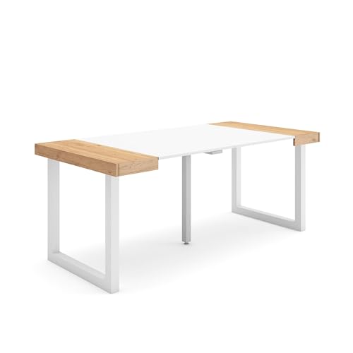 Skraut Home | Ausziehbarertisch | Multifunktionaler ausziehbarer | 180 | Für 8 Gäste | Massivholz Beine | Moderner Stil | Eiche und weiß Skraut Home | Ausziehbarertisch | Multifunktionaler ausziehbarer | 180 | Für 8 Gäste | Massivholz Beine | Moderner Stil | Eiche und weiß von Skraut Home