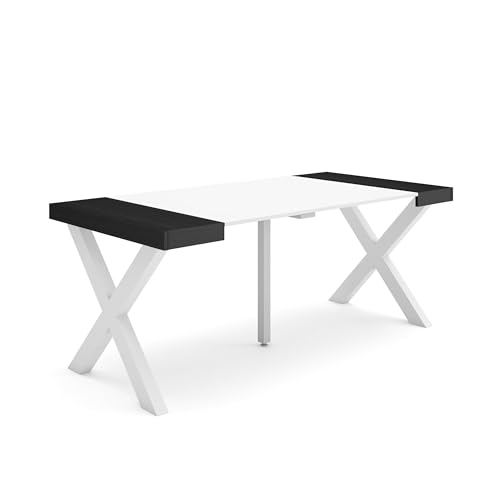 Skraut Home | Ausziehbarertisch | Multifunktionaler ausziehbarer | 180 | Für 8 Gäste | Massivholz Beine | Moderner Stil | Weiß und Schwarz Skraut Home | Ausziehbarertisch | Multifunktionaler ausziehbarer | 180 | Für 8 Gäste | Massivholz Beine | Moderner Stil | Weiß und Schwarz von Skraut Home