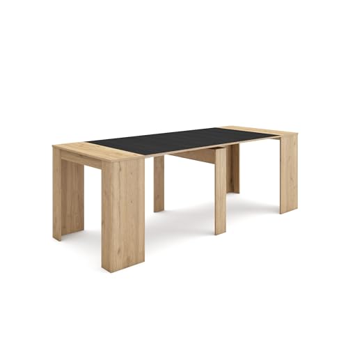 Skraut Home | Ausziehbarertisch | Multifunktionaler ausziehbarer | 220 | Für 10 Gäste | Esszimmertische | Moderner Stil | Eiche Schwarz von Skraut Home