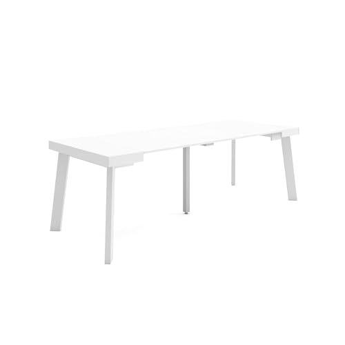 Skraut Home | Ausziehbarertisch | Multifunktionaler ausziehbarer | 220 | Für 10 Gäste | Hölzerne Beine | Moderner Stil | Weiß von Skraut Home