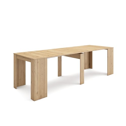 Skraut Home | Ausziehbarertisch | Multifunktionaler ausziehbarer | 260 | Für 12 Gäste | Esszimmertische | Moderner Stil | Eiche von Skraut Home