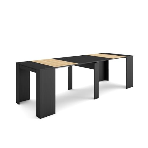 Skraut Home | Ausziehbarertisch | Multifunktionaler ausziehbarer | 260 | Für 12 Gäste | Esszimmertische | Moderner Stil | Schwarz Eiche von Skraut Home