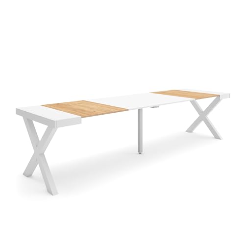 Skraut Home | Ausziehbarertisch | Multifunktionaler ausziehbarer | 300 | Für 14 Gäste | Massivholz Beine | Moderner Stil | Eiche und weiß Skraut Home | Ausziehbarertisch | Multifunktionaler ausziehbarer | 300 | Für 14 Gäste | Massivholz Beine | Moderner Stil | Eiche und weiß von Skraut Home