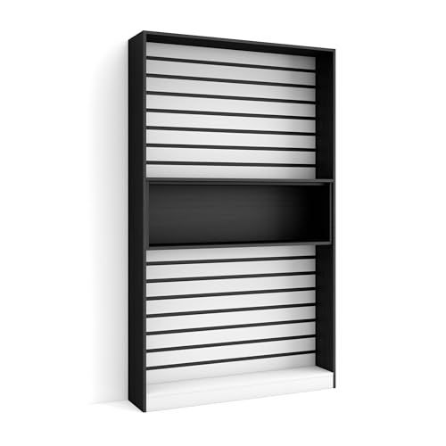 Skraut Home | Bücherregal Bibliothek | Bookshelf, Bookcase | 110x186x25cm | Wohnzimmer, Esszimmer, Büro | Aufbewahrungsregal | Moderner Stil | Weiß und Schwarz von Skraut Home