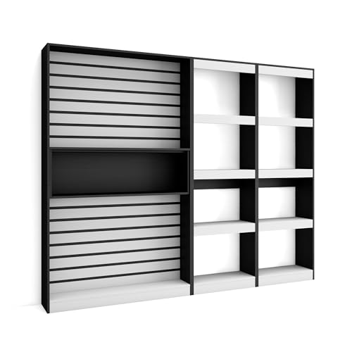 Skraut Home | Bücherregal Bibliothek | Bookshelf, Bookcase | 230x186x25cm | Wohnzimmer, Esszimmer, Büro | Aufbewahrungsregal | Moderner Stil | Weiß und Schwarz von Skraut Home