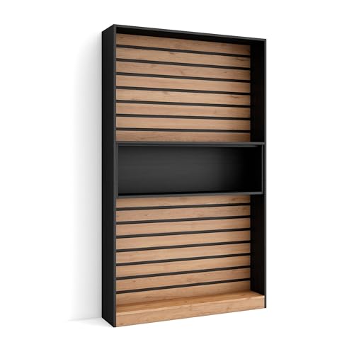 Skraut Home | Bücherregal Bibliothek | Bookshelf, Bookcase | 110x186x25cm | Wohnzimmer, Esszimmer, Büro | Aufbewahrungsregal | Moderner Stil | Eiche Schwarz von Skraut Home