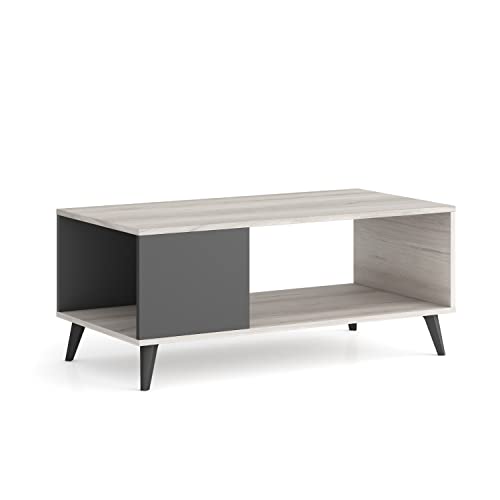 Skraut Home – Couchtisch – 42 x 100 x 50 cm – niedriger Tisch ideal für Wohn- oder Esszimmer – Modell Kai – widerstandsfähiges Holz – Hilfsmöbel – Shamal/Schiefer-Finish von Skraut Home