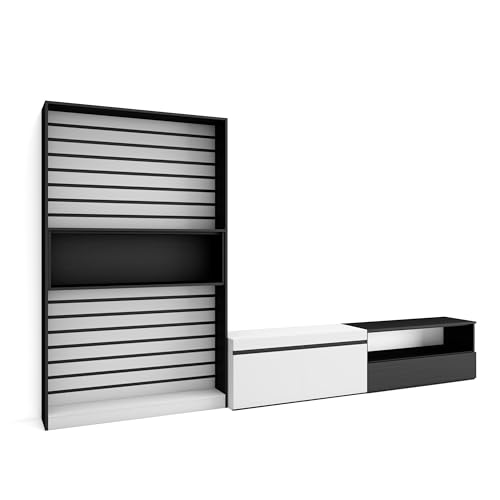 Skraut Home Wohnzimmermöbel für TV | Esstisch-Set | 210 x 186 x 35 cm | für Fernseher bis 80 Zoll | TV-Möbel | moderner Stil | Schwarz und Weiß Skraut Home Wohnzimmermöbel für TV | Esstisch-Set | 210 x 186 x 35 cm | für Fernseher bis 80 Zoll | TV-Möbel | moderner Stil | Schwarz und Weiß von Skraut Home