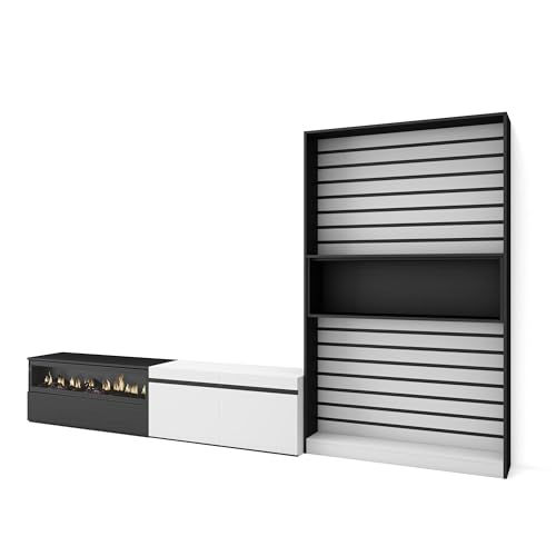 Skraut Home Wohnzimmermöbel für TV | Esstisch-Set | 210 x 186 x 35 cm | für Fernseher bis 80 Zoll | elektrischer Kamin | moderner Stil | Schwarz und Weiß Skraut Home Wohnzimmermöbel für TV | Esstisch-Set | 210 x 186 x 35 cm | für Fernseher bis 80 Zoll | elektrischer Kamin | moderner Stil | Schwarz und Weiß von Skraut Home