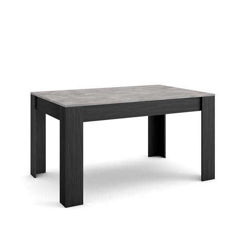 Skraut Home | Esszimmertisch | Küchentisch, Esstisch | 140x90x76 cm | Für 6 Gäste | Stubentisch | Moderner Stil | Zement und Schwarz von Skraut Home