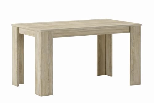 Skraut Home – Feststehender Esstisch – 75 x 138 x 80 cm – Kapazität bis zu 6 Personen – Widerstandsfähige Materialien – Minimalistisches Design – Ausführung in Eichenfarbe von Skraut Home