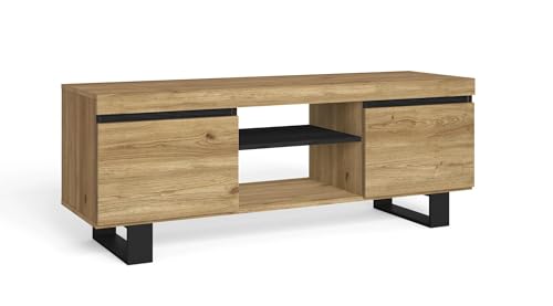 Skraut Home Fabelhafter Fernsehschrank im nordischen Stil für Ihr Wohnzimmer, 140x40x53cm, Eiche von Skraut Home