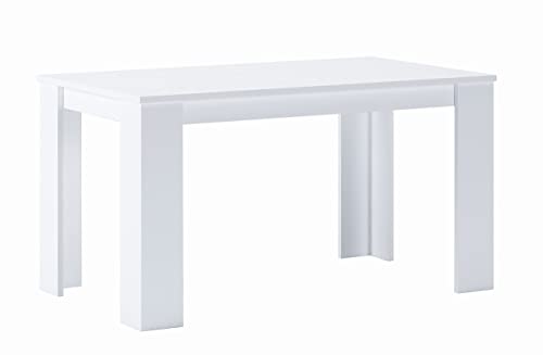 Skraut Home – Feststehender Esstisch – 75 x 138 x 80 cm – Kapazität bis zu 6 Personen – Widerstandsfähige Materialien – Minimalistisches Design – Weiße Ausführung von Skraut Home