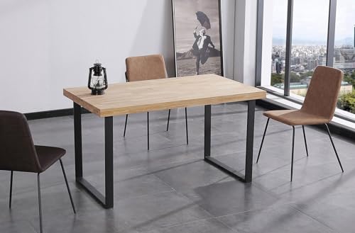 Skraut Home – Feststehender Esstisch – 76 x 140 x 80 cm – Kapazität bis zu 6 Personen – Widerstandsfähige Materialien – Nordisches Modell – Nordisches Design – Eiche/Schwarz-Finish von Skraut Home