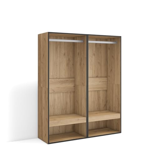 Skraut Home | Offener Kleiderschrank | Kleidung, Schuhe | 120x145x35 cm | Für Schlafzimmer, Zimmer | Garderobenschrank | Moderner Stil | Eiche von Skraut Home
