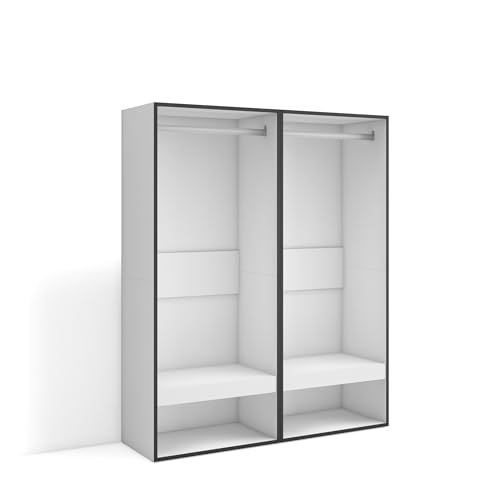 Skraut Home | Offener Kleiderschrank | Kleidung, Schuhe | 120x145x35 cm | Für Schlafzimmer, Zimmer | Garderobenschrank | Moderner Stil | Weiß von Skraut Home