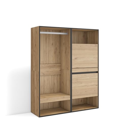 Skraut Home | Offener Kleiderschrank | Kleidung, Schuhe | 120x145x35 cm | Für Schlafzimmer, Zimmer | Schuhschrank | Moderner Stil | Eiche Skraut Home | Offener Kleiderschrank | Kleidung, Schuhe | 120x145x35 cm | Für Schlafzimmer, Zimmer | Schuhschrank | Moderner Stil | Eiche von Skraut Home