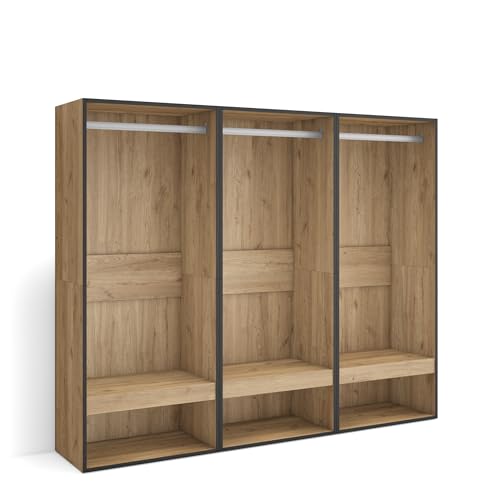 Skraut Home | Offener Kleiderschrank | Kleidung, Schuhe | 180x145x35 cm | Für Schlafzimmer, Zimmer | Garderobenschrank | Moderner Stil | Eiche von Skraut Home
