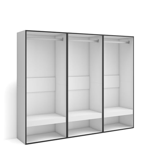 Skraut Home | Offener Kleiderschrank | Kleidung, Schuhe | 180x145x35 cm | Für Schlafzimmer, Zimmer | Garderobenschrank | Moderner Stil | Weiß von Skraut Home