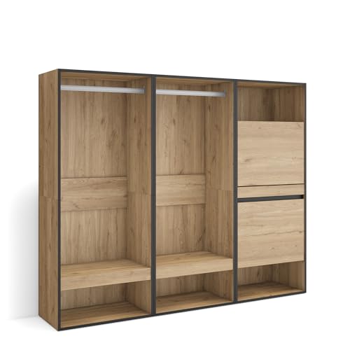Skraut Home | Offener Kleiderschrank | Kleidung, Schuhe | 180x145x35 cm | Für Schlafzimmer, Zimmer | Schuhschrank | Moderner Stil | Eiche Skraut Home | Offener Kleiderschrank | Kleidung, Schuhe | 180x145x35 cm | Für Schlafzimmer, Zimmer | Schuhschrank | Moderner Stil | Eiche von Skraut Home