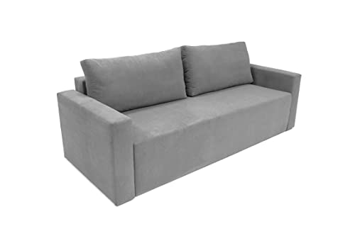 Skraut Home - Schlafsofa Cloud | Couch/Bett | 4 Plätze | 225 x 92 x 92 cm / 140 x 225 cm | Mit grauem Stoff bezogen | Schublade/Kommode zur Aufbewahrung | Moderner, nordischer, klassischer Stil von Skraut Home